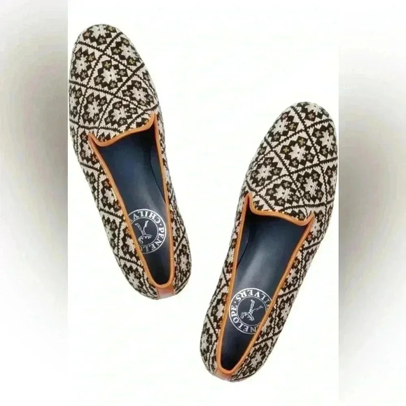 Penelope Chilvers Dandy Leather Trim Needlepoint Slipper Loafers Size 36 - Picture 14 of 15